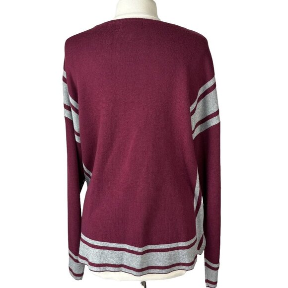 Liz Claiborne Pull Over Sweater Womens XL Burgundy Gray New Soft - Picture 2 of 8